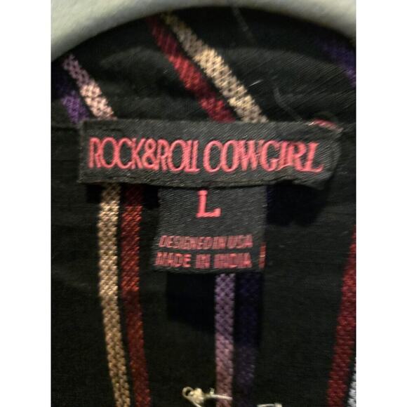 Rock & Roll Cowgirl Women's L Striped Button Down Western Shirt Long Sleeve - Picture 5 of 8